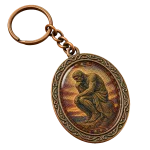 The Pointillist Thinker keychain shown front on
