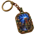 The Greenmane Tesla coil keychain shown front on