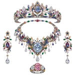 The complete four-piece parure arranged as a group